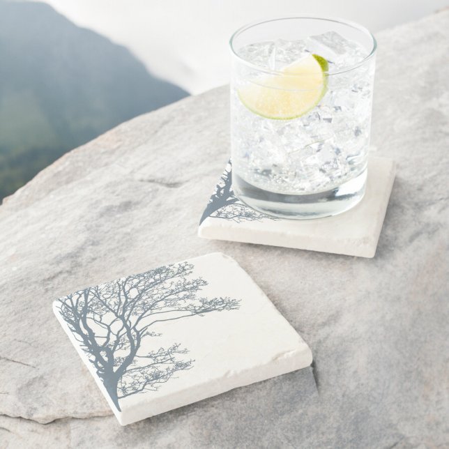 Dessous-de-verre En Pierre Boho d'arbre simple bleu (Créateur téléchargé)