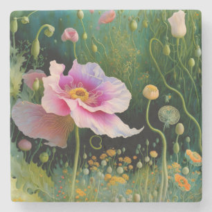 Dessous-de-verre En Pierre Boîte cadeau rose Fleur