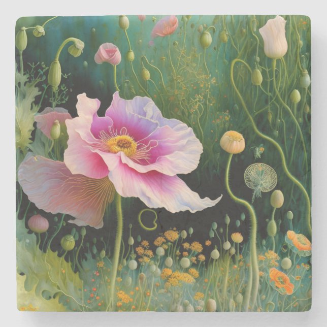 Dessous-de-verre En Pierre Boîte cadeau rose Fleur (Devant)