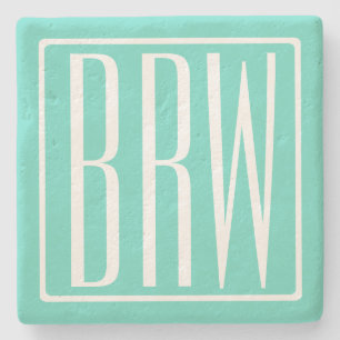Dessous-de-verre En Pierre Bold Modern   White on aqua
