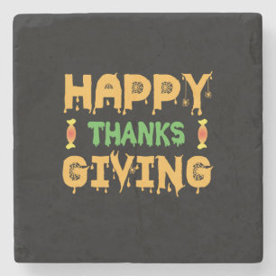 Dessous-de-verre En Pierre Bon thanksgiving d'Halloween Anniversaire