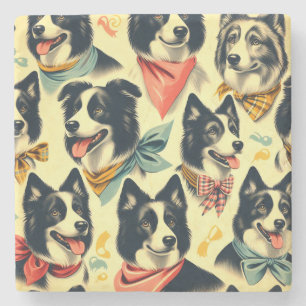 Dessous-de-verre En Pierre Bordure vintage Collie sans fil