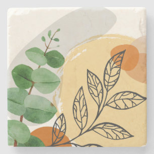 Dessous-de-verre En Pierre Botanique Boho Green Orange