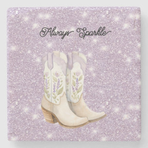 Dessous-de-verre En Pierre Bottes de cowgirl à la lavande pistache scintillan