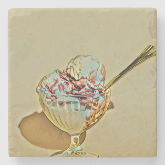Dessous-de-verre En Pierre Bouchon de crème glacée (Devant)
