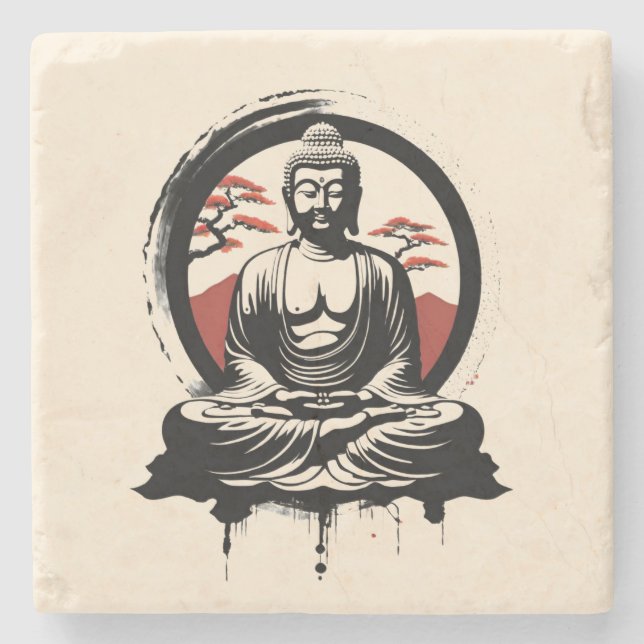 Dessous-de-verre En Pierre Bouddha Zen japonais  (Devant)