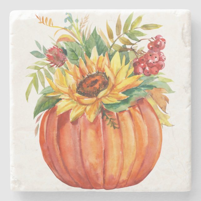 Dessous-de-verre En Pierre Bouquet de citrouille d'automne (Devant)