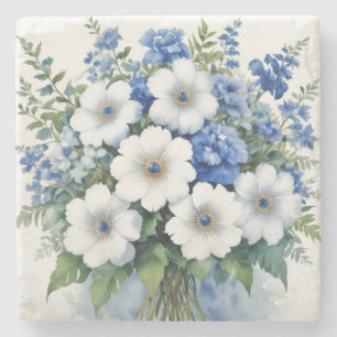 Dessous-de-verre En Pierre Bouquet de fleurs aquarelle élégante