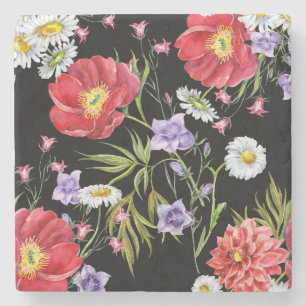 Dessous-de-verre En Pierre Bouquet de fleurs d'aquarelle : Motif sans couture