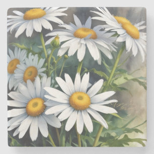 Dessous-de-verre En Pierre Bouquet de marguerites élégant aquarelle