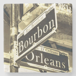 Dessous-de-verre En Pierre Bourbon Street, Nouvelle-Orléans, Style Vintage