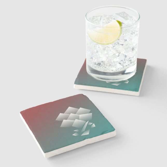 Dessous-de-verre En Pierre Bourgogne turquoise blanche (Côté)