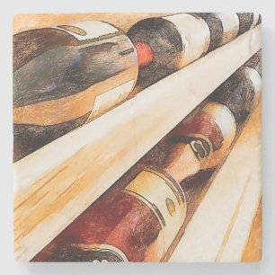 Dessous-de-verre En Pierre Bouteilles de vin en rang