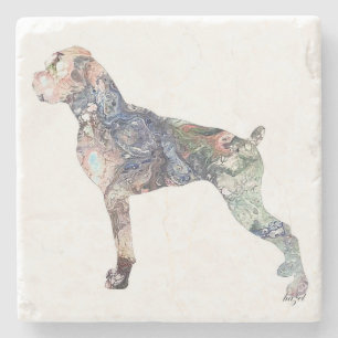Dessous-de-verre En Pierre Boxer, Chien de boîte