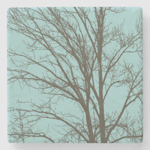 Dessous-de-verre En Pierre Branches d'arbre Brown bleu rustique