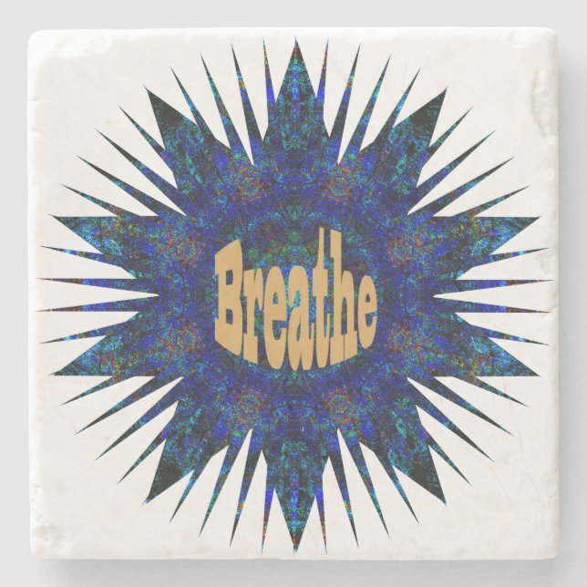 Dessous-de-verre En Pierre Breathe, Sur Blue Boho Star, (Devant)