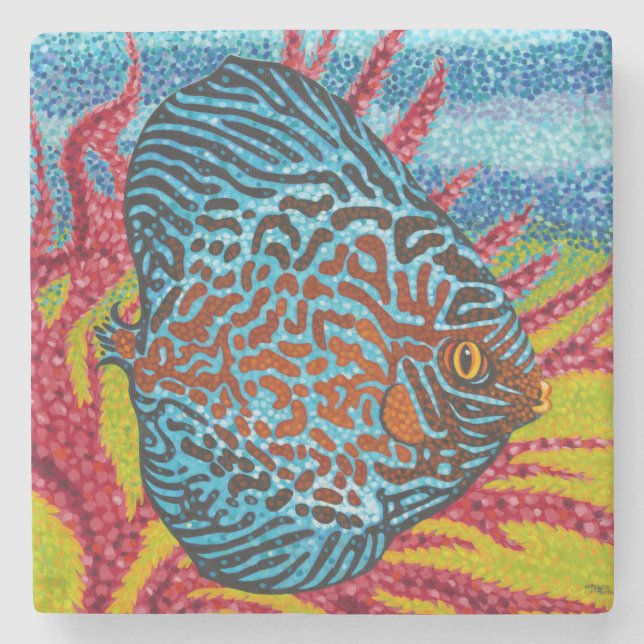 Dessous-de-verre En Pierre Brillant poisson tropical II (Devant)