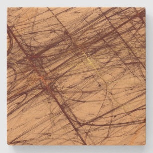Dessous-de-verre En Pierre Brn Tan Grunge Carré fractal Dessous de verre de p