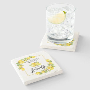 Dessous-de-verre En Pierre Brosse Script Aquarelle Citrons Limoncello