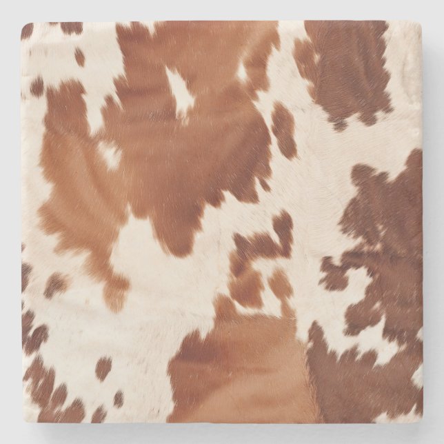 Dessous-de-verre En Pierre Brown Cream Cowhide Western (Devant)