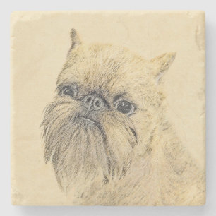 Dessous-de-verre En Pierre Bruxelles Griffon Peinture - Cute Original Chien A