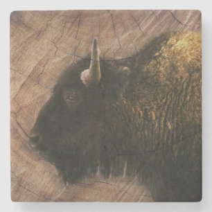 Dessous-de-verre En Pierre Buffalo de bison de bois