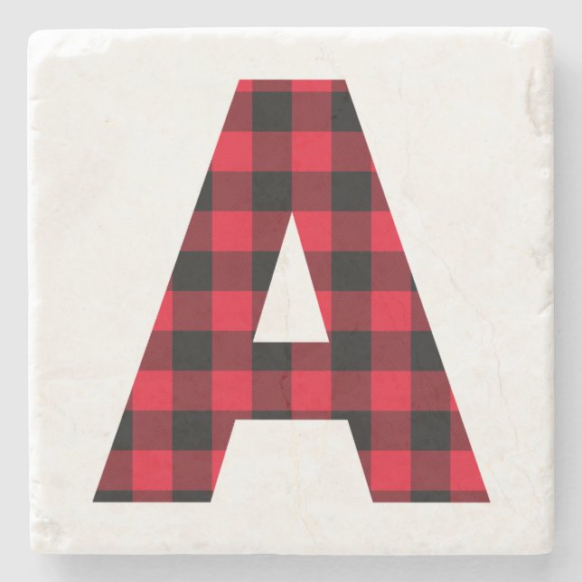 Dessous-de-verre En Pierre Buffalo moderne Plaid initial Un Monogramme (Devant)