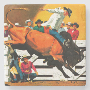 Dessous-de-verre En Pierre Bull Riding par Fred Ludekens