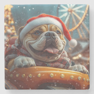 Dessous-de-verre En Pierre Bullmastiff Dog Roller Dessous de verre Noël