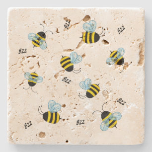 Dessous-de-verre En Pierre Buzzing Abees occupé Trouvé Rustique