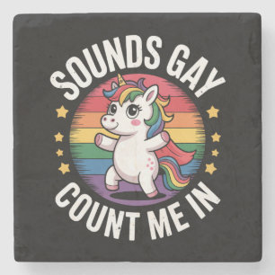Dessous-de-verre En Pierre Ça a l'air gay, comptez-moi parmi vous licorne arc
