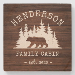 Dessous-de-verre En Pierre Cabine Famille Ours Pine Woods