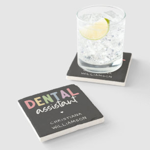 Dessous-de-verre En Pierre Cadeau d'assistante dentaire avec nom personnalisé