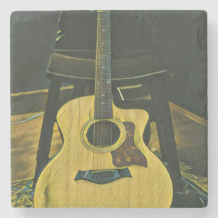 Dessous-de-verre En Pierre Cadeau pour ami guitariste