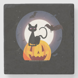Dessous-de-verre En Pierre Cadeau Spider Halloween Black Cat Spider Citroui