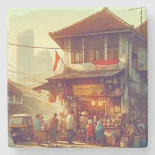 Dessous-de-verre En Pierre Café de la rue Jakarta