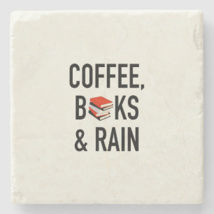 Dessous-de-verre En Pierre Café, livres et pluie