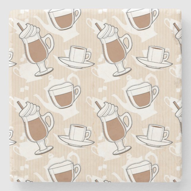 Dessous-de-verre En Pierre Café, motif doux (Devant)
