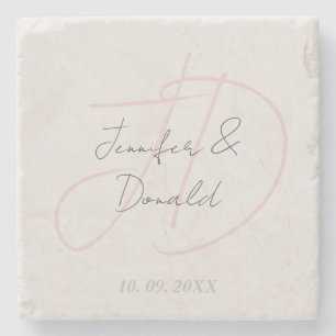 Dessous-de-verre En Pierre Calligraphie classique tendance monogramme