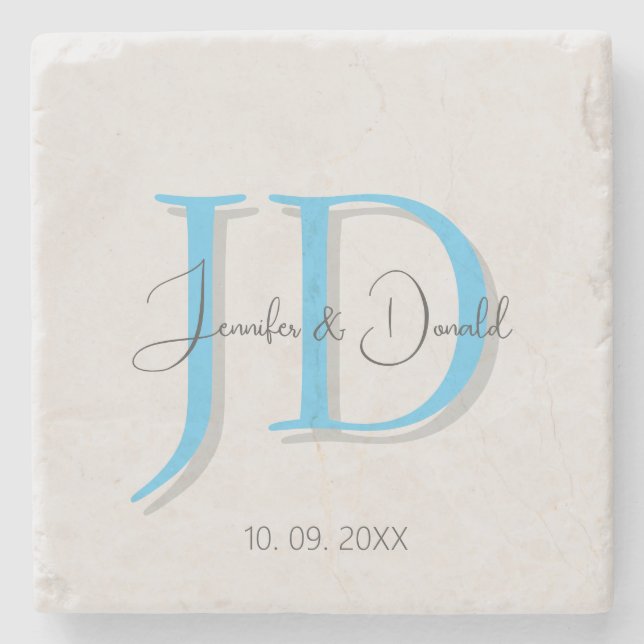 Dessous-de-verre En Pierre Calligraphie classique tendance monogramme (Devant)