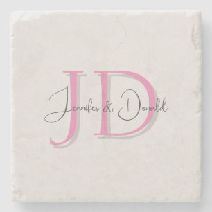 Dessous-de-verre En Pierre Calligraphie tendance monogramme de script classiq