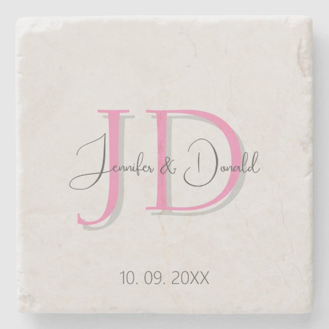 Dessous-de-verre En Pierre Calligraphie tendance monogramme de script classiq (Devant)