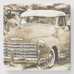 Dessous-de-verre En Pierre Camion Chevrolet classique des années 50