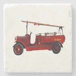 Dessous-de-verre En Pierre Camion vintage de pompiers rouges,