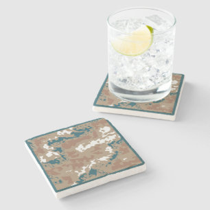 Dessous-de-verre En Pierre Camouflage terrestre Abstrait Brown