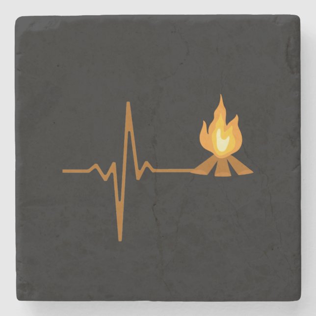 Dessous-de-verre En Pierre Campfire Heartbeat Camping (Devant)