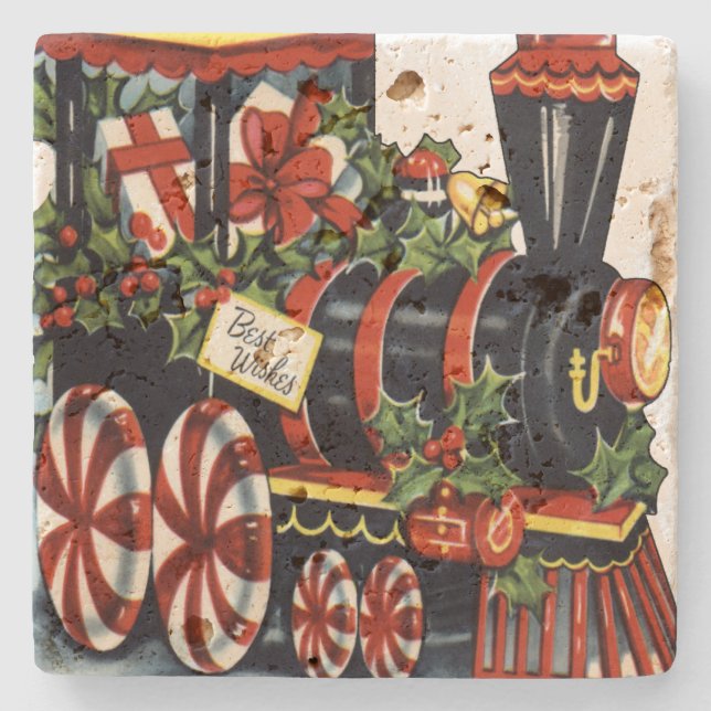 Dessous-de-verre En Pierre Candy Train Noël (Devant)