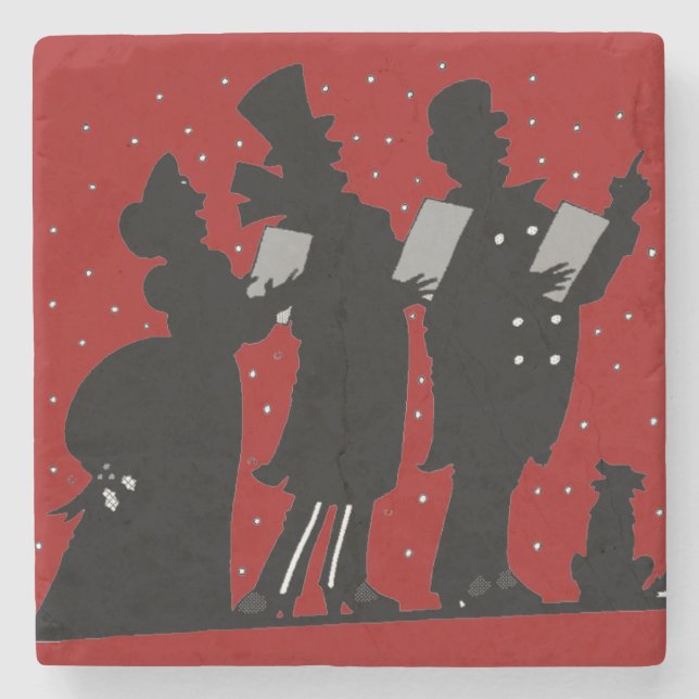 Dessous-de-verre En Pierre Caroleurs en Noël Silhouette (Devant)