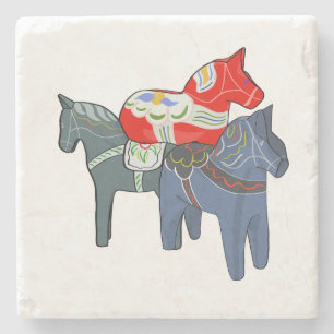 Dessous-de-verre En Pierre Carré Dala Horses