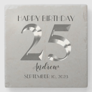 Dessous-de-verre En Pierre Carré Metallic Silver 25e anniversaire